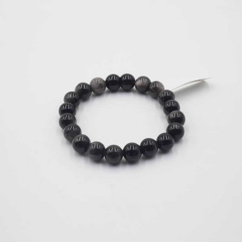 Мөнгөлөг обсидян / Silver Obsidian / чулуун бугуйвч 10 мм