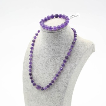 Аметист / Amethyst / чулуун зүүлт,  бугуйвч 10 мм