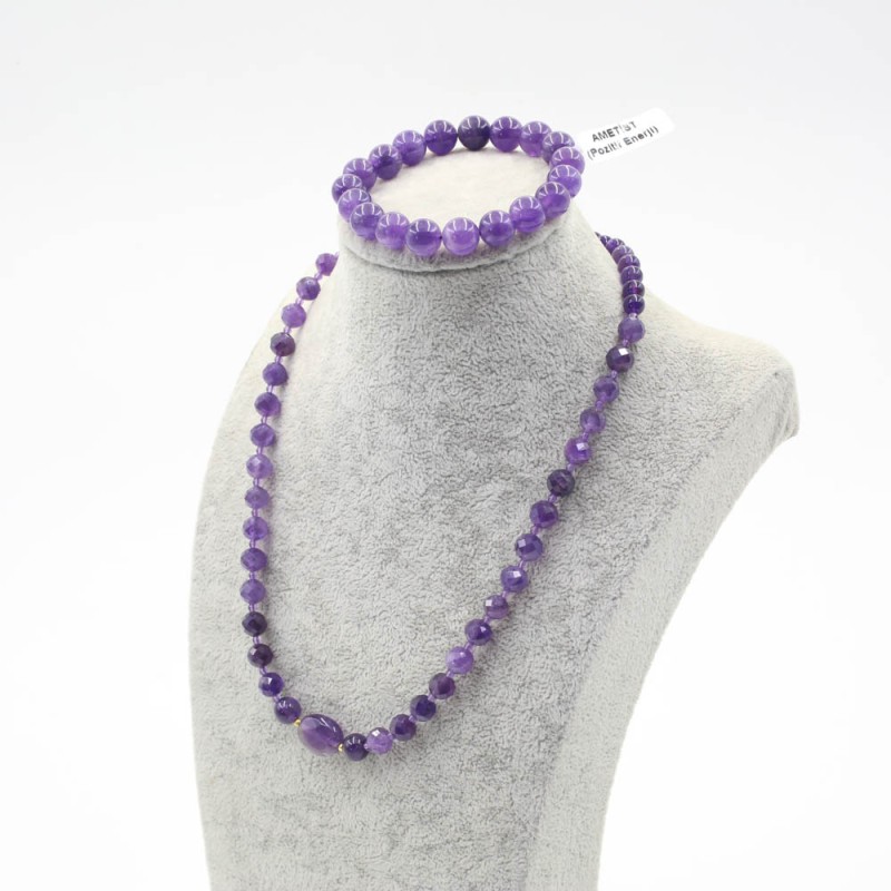 Аметист / Amethyst / чулуун зүүлт,  бугуйвч 10 мм